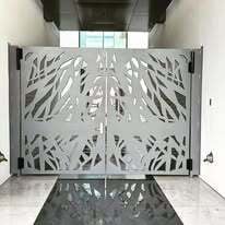 Modern style aluminu gates with water jet cut plates