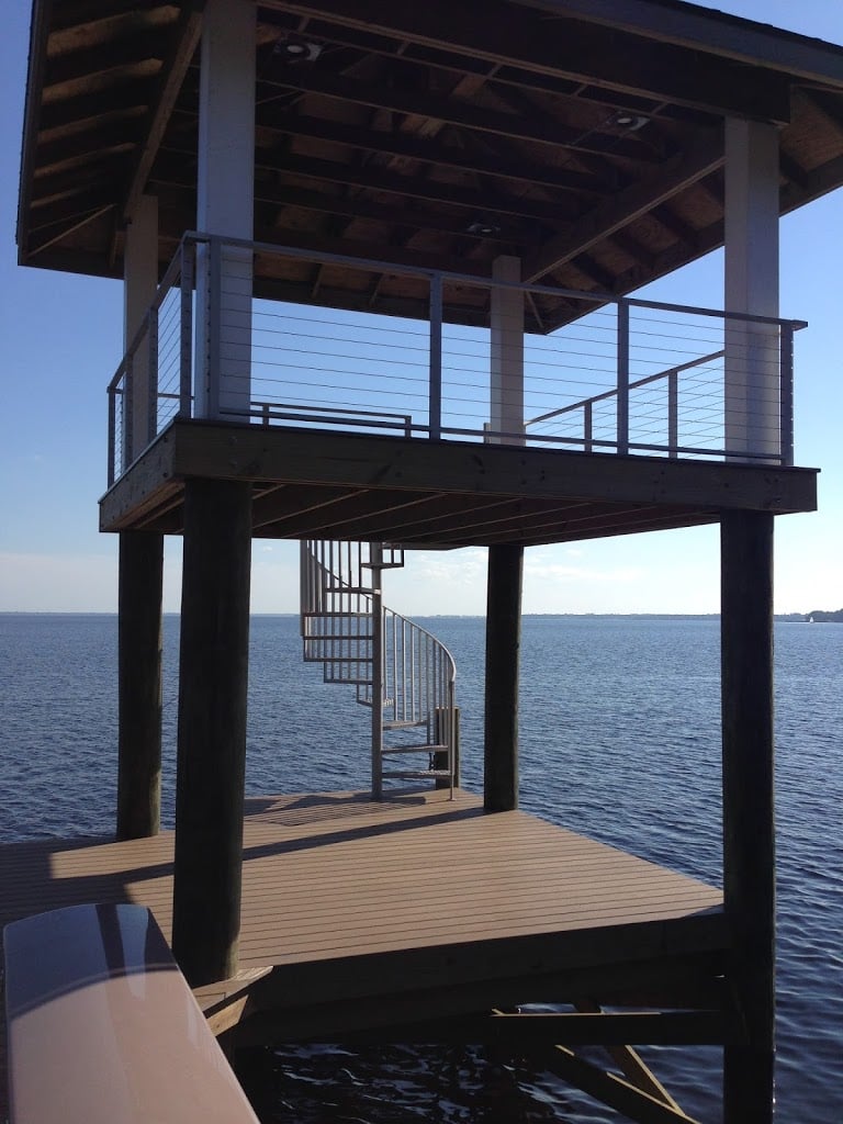 Canoe Slide Stair Railing St. John’s River Dock Cable Rails & Spiral Stair | Edwards Ornamental Iron