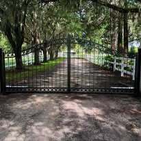 Aluminum driveway gates with royal arch top and ring designs