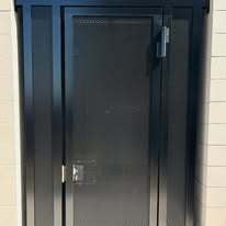 Modern gate with mesh design