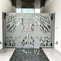 Modern style aluminu gates with water jet cut plates