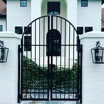 Simple round top aluminum entry gates with locks