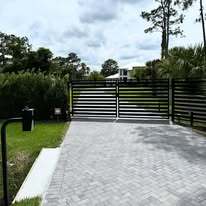 Modern horizontal aluminum drive gates